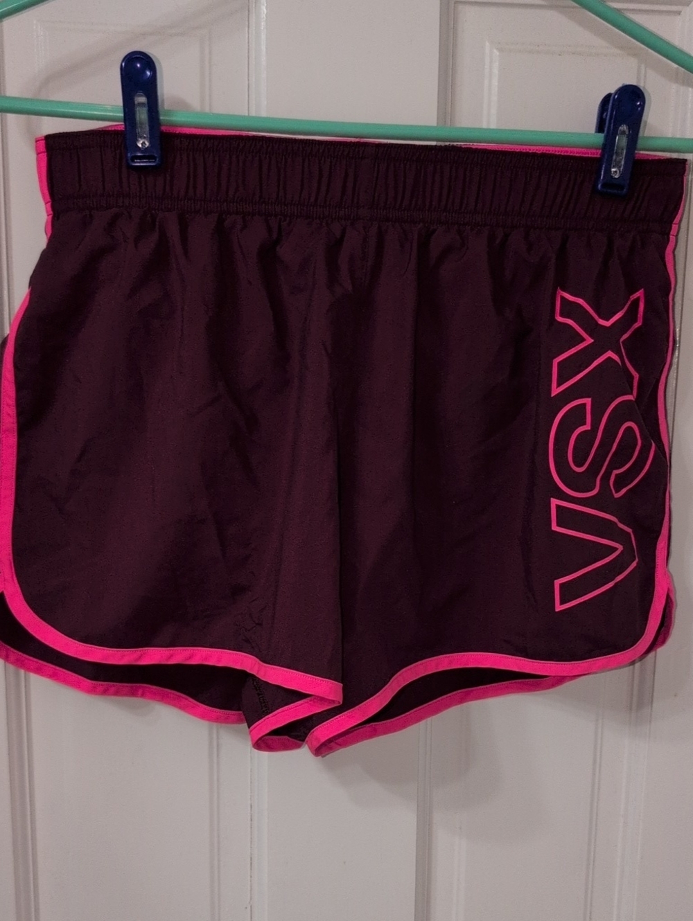VSX "The Player" Women's Dark Maroon Athletic/Run Shorts with Bright Pink Trim